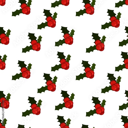Christmas pattern with mistletoe on white background.Used for wedding and greeting cards,posters,wallpapers,print,postcards and paper.