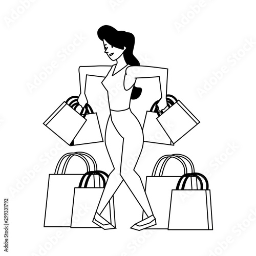 Isolated woman shopping vector design