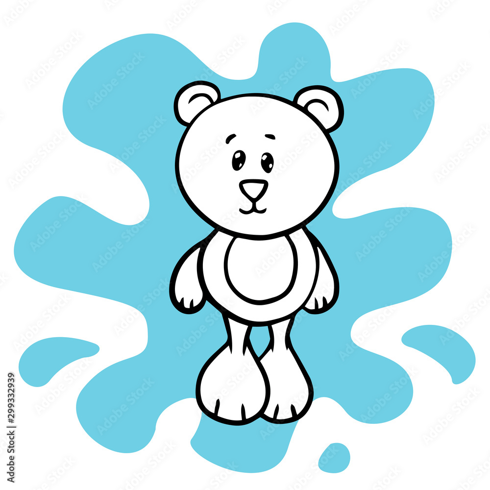  Doodle sketch bear toy, cartoon drawing toys, illustration on white background
