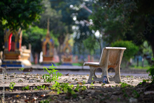 bench in wat  thaiand photo