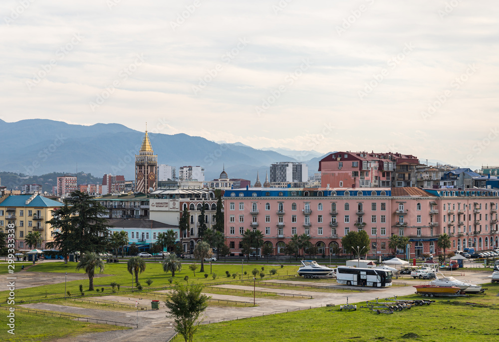 Obraz premium Evening view from Ferris wheel to Batumi city in Georgia