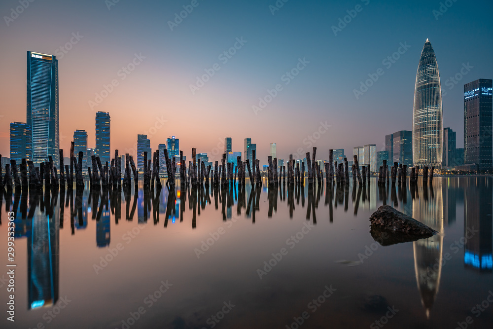 Ταπετσαρία Nightscape of bustling and wealthy ShenZhen City in China