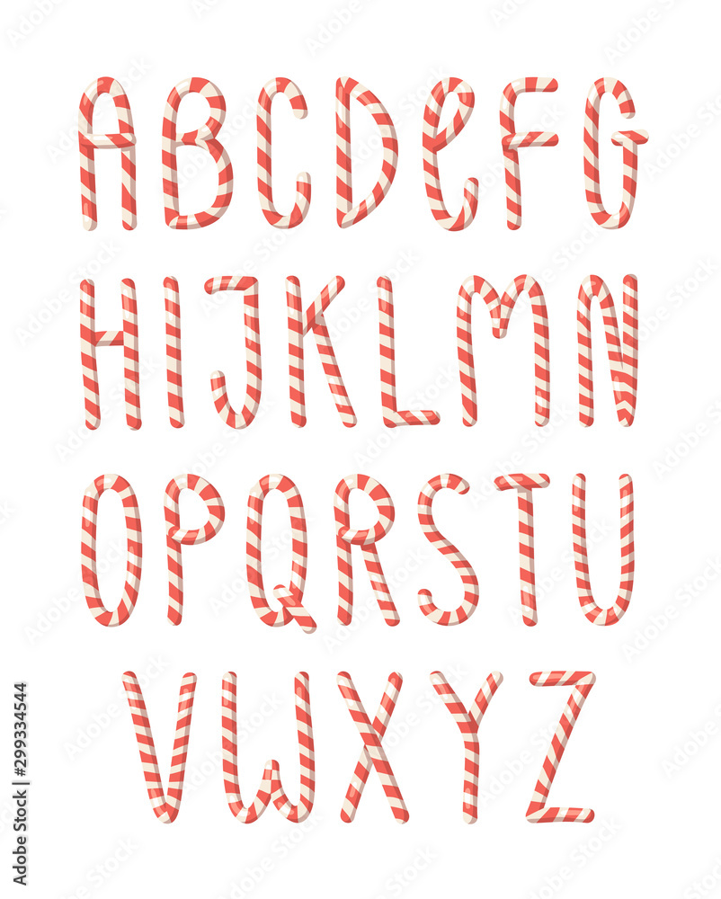 Cartoon vector illustration Christmas Candy Cane. Hand drawn font. Actual Creative Holidays sweet alphabet Cartoon vector illustration Christmas Candy Cane. Hand drawn font. Actual Creative Holidays sweet alphabet