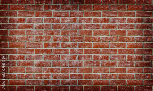 Red color brick wall for brickwork background design. Vintage brick wall texture.