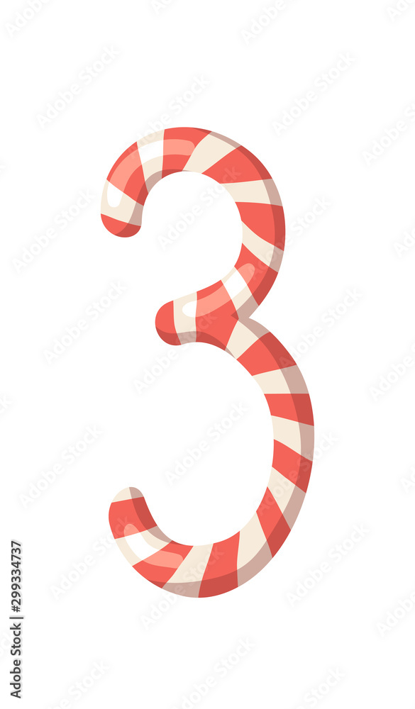 Cartoon vector illustration Christmas Candy Cane. Hand drawn font. Actual Creative Holidays sweet number Cartoon vector illustration Christmas Candy Cane. Hand drawn font. Actual Creative Holidays sweet number
