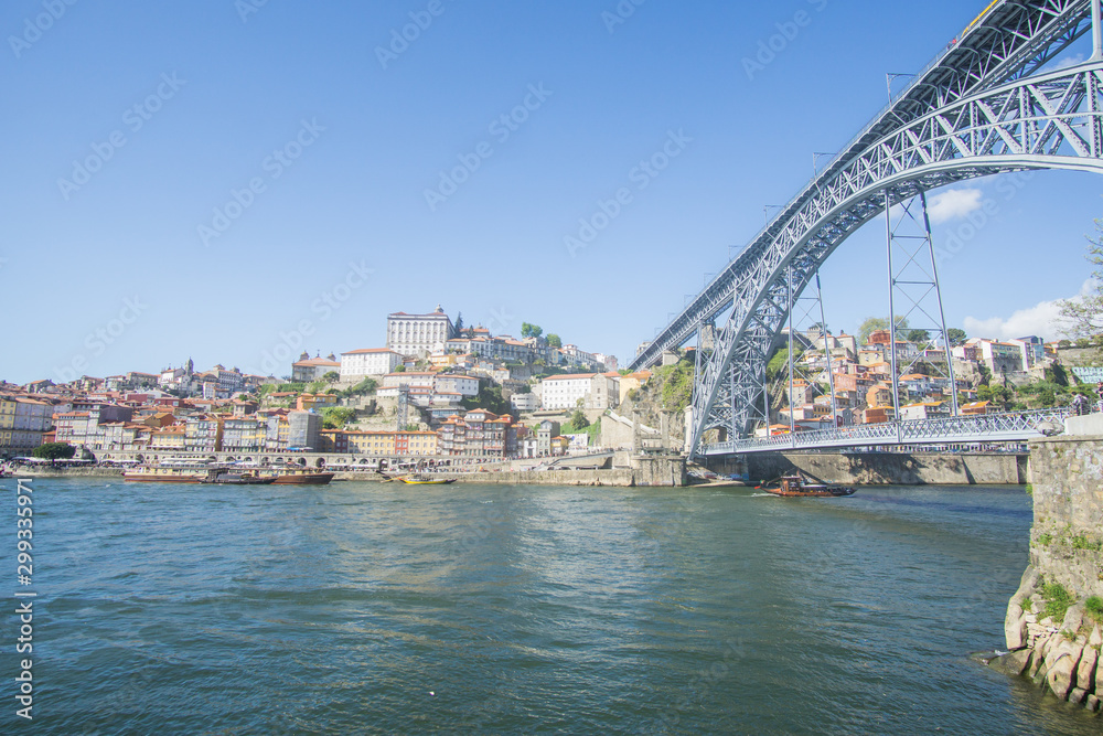 the iconic Luís I bridge in Porto city center that built over the Douro river. this beautiful bridge made by   Eiffel company in the 19th century. 