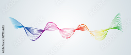 Waveform smooth curved lines Abstract design element Technological background with a line in waveform Stylization of a digital equalizer Smooth flowing wavy stripes of a rainbow made by blends Vector