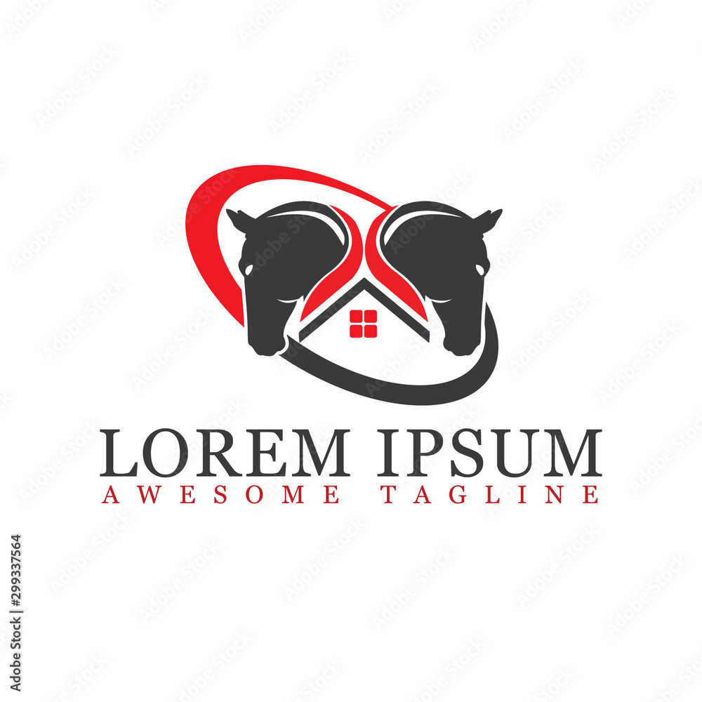 Horse and roof house logo design template.
