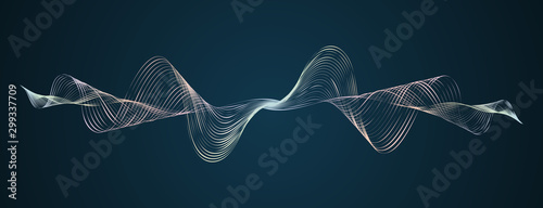 Soundwave smooth curved lines Abstract design element Technological dark back...