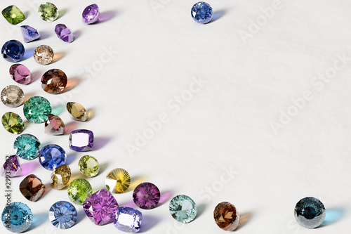 Colorful gemstones on white background