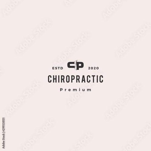 CP letter chiropractic logo hipster retro vintage vector icon