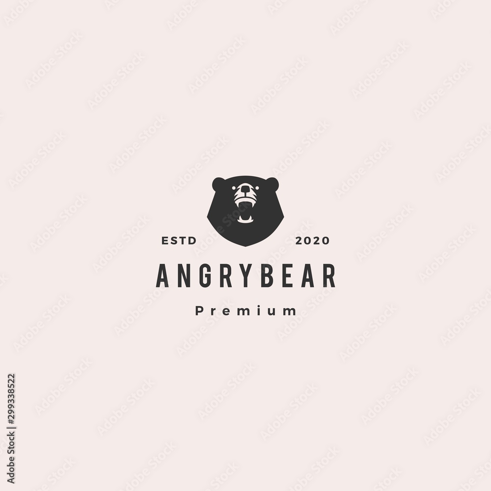angry bear logo hipster vintage retro vector icon illustration