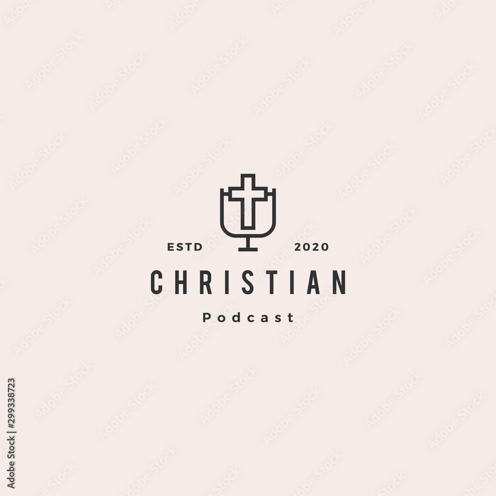 christian podcast logo hipster retro vintage for christianity blog video vlog channel