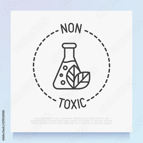Non toxic symbol. Thin line icon for organic product. Modern vector illustration.