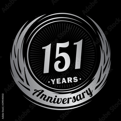 151 years anniversary. Anniversary logo design. One hundred and fifty-one years logo.