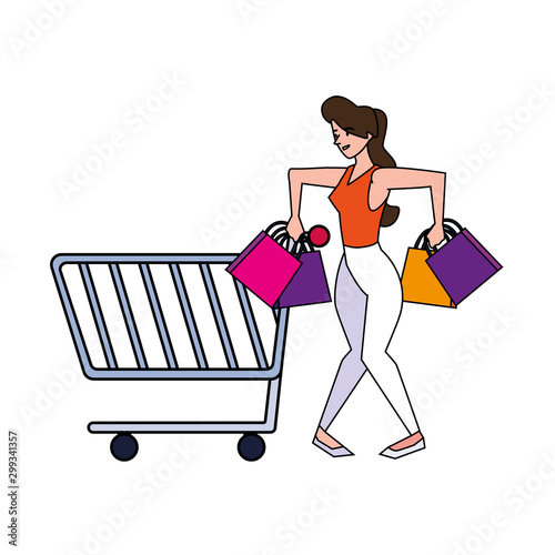 Isolated woman shopping vector design