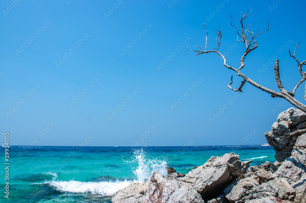 landscape view koh larn island popular tropical beach on a hot weather and fine day in pattaya city to chonburi province of Thailand.