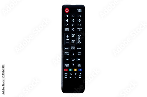 Remote control TV isolated on white background with clipping path