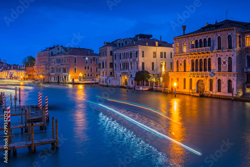 Grand canal of Venice city with beautiful architecture at night, Italy