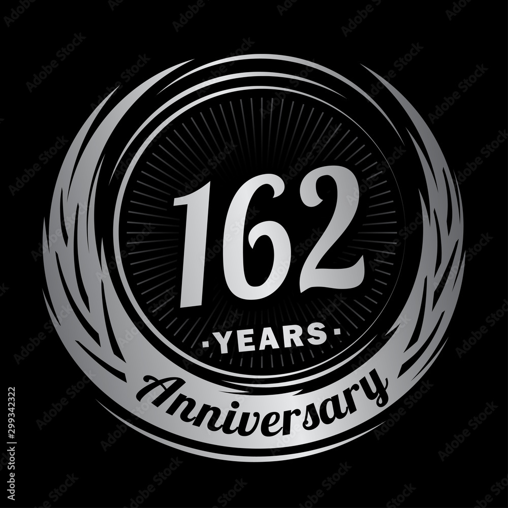 162 years anniversary. Anniversary logo design. One hundred and sixty-two years logo.