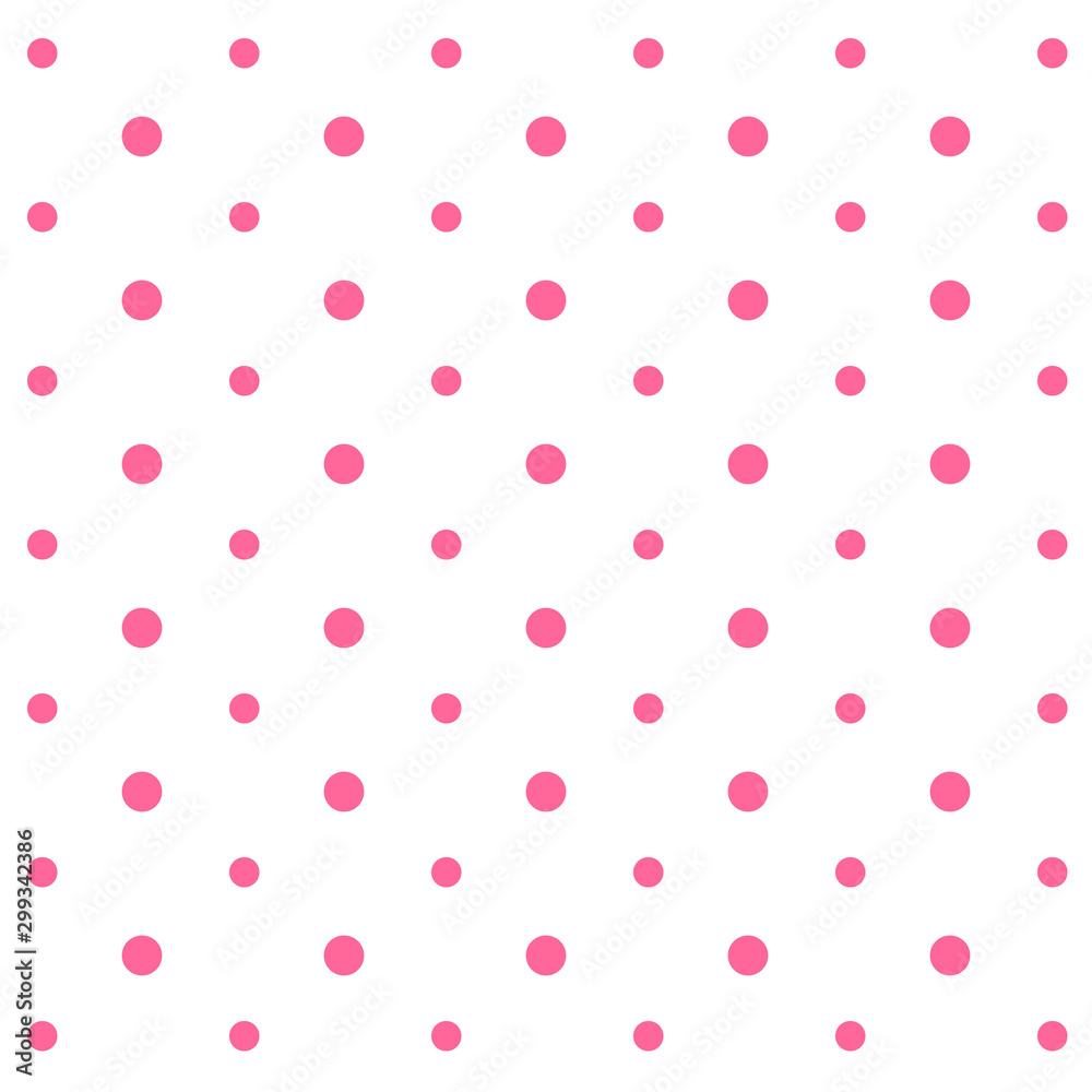 Pink dots on white background, vector illustration.