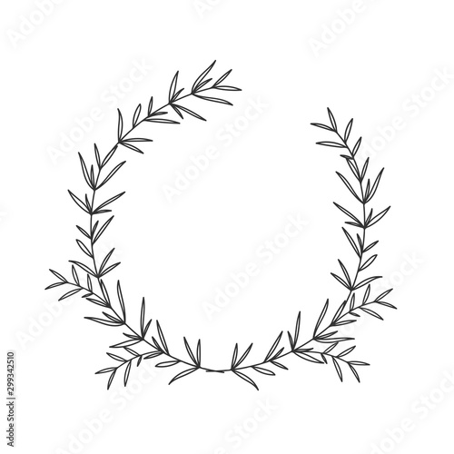 Christmas floral hand drawn wreath on white background