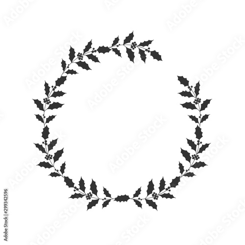 Christmas floral hand drawn wreath on white background