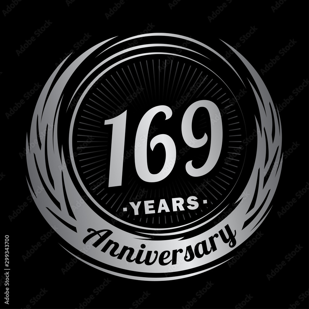 169 years anniversary. Anniversary logo design. One hundred and sixty-nine years logo.