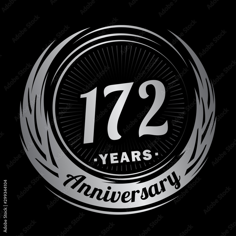 172 years anniversary. Anniversary logo design. One hundred and seventy-two years logo.