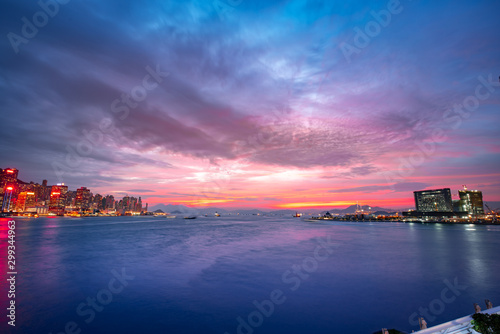 Photography Fire burn sunset on Victoria Harbor