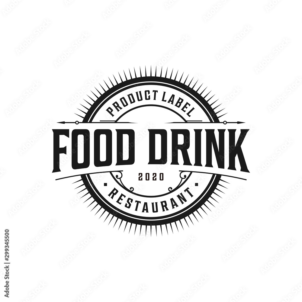 Food drink logo design - vintage style restaurant and cafe bar food drink lusury design label