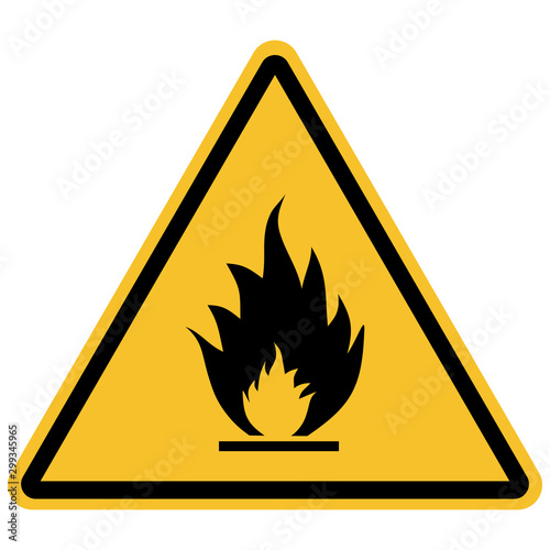 Flammable materials warning sign vector illustration