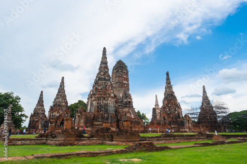 Wat Chaiwatthanaram is an old temple in the Ayutthaya period. There are people walking the ruins and ancient traces. © cpl1980