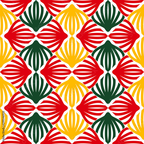 Bright seamless pattern with colorful geometric elements.