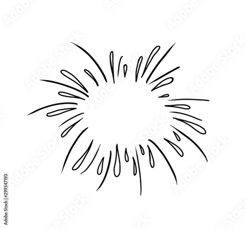 Starburst doodle. Hand drawn design element. Sun burst sketch illustration. Vector 