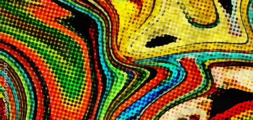 Abstract pop dots psychedelic waves background. Deep colors fantasy texture.