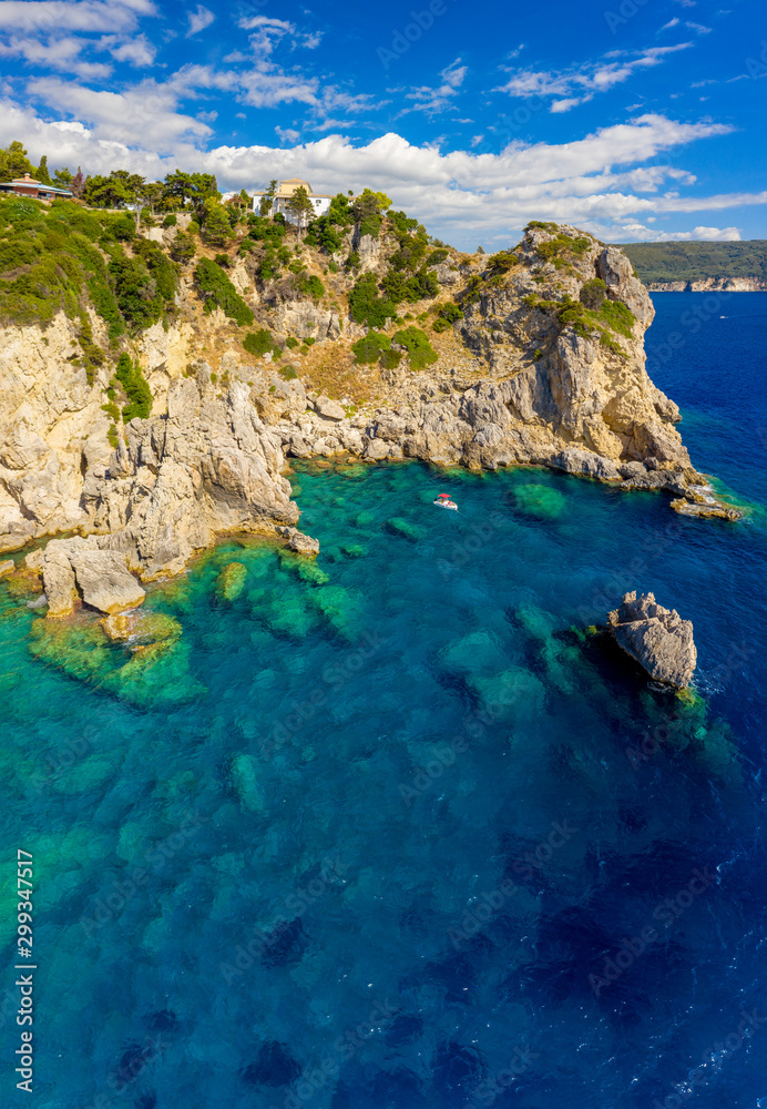 Sunny aerial Greece landscape mediterranean sea