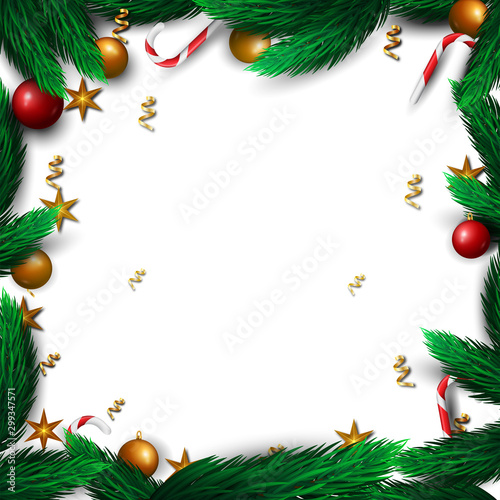 Horizontal Christmas template for designs, web banners, posters, flyers etc. Vector illustration the white background