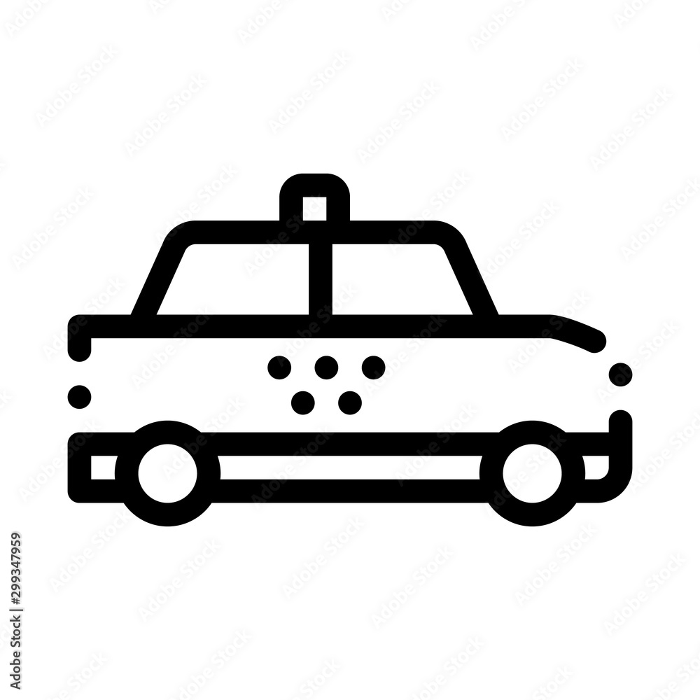 Taxi Car Online Icon Vector Thin Line. Contour Illustration