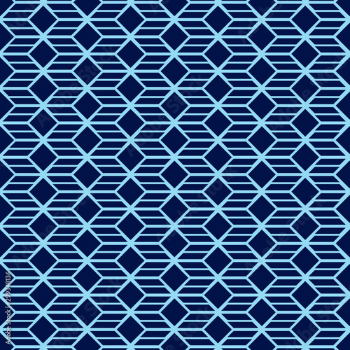 Abstract geometric pattern with lines, rhombuses A seamless vector background. blue black texture