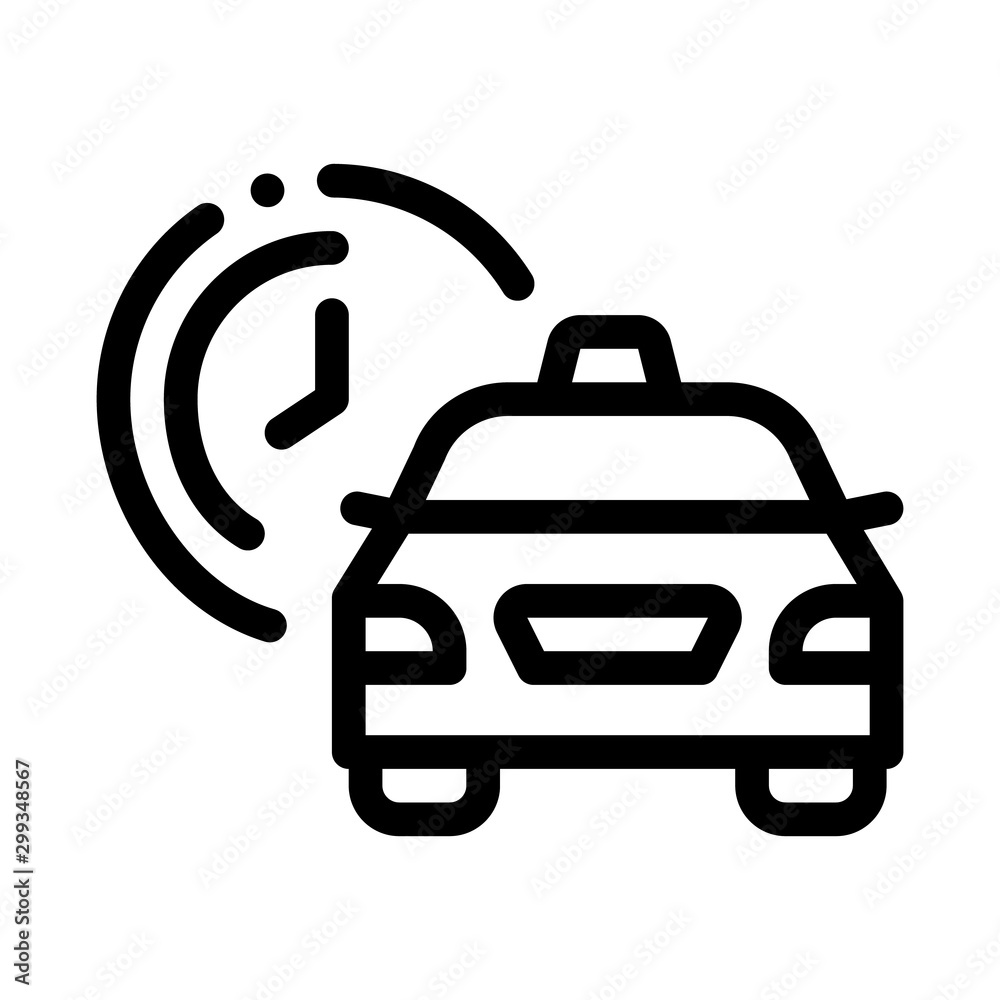 Waiting Time Online Taxi Icon Vector Thin Line. Contour Illustration Waiting Time Online Taxi Icon Vector Thin Line. Contour Illustration