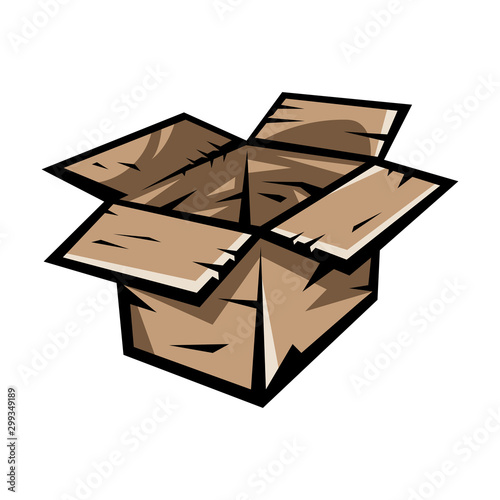 Cardboard box for storage or shipping cartoon illustration