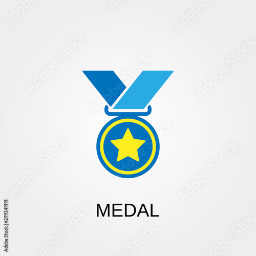 Medal icon. Medal symbol. Flat design. Stock - Vector illustration.