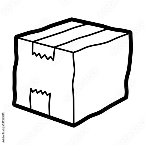 Cardboard box for storage or shipping cartoon illustration