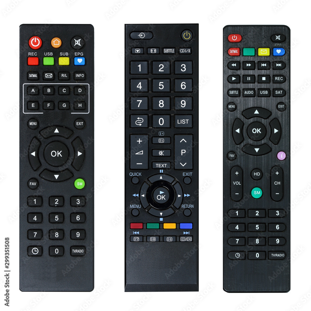 collection of Remote control on white background collection of Remote control on white background