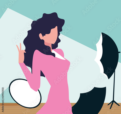 Supermodel avatar woman in studio vector design
