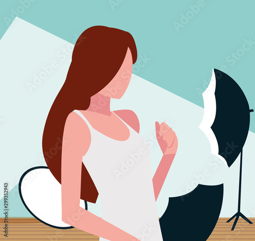 Supermodel avatar woman in studio vector design