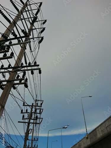 line cable pole electric unban street  photo