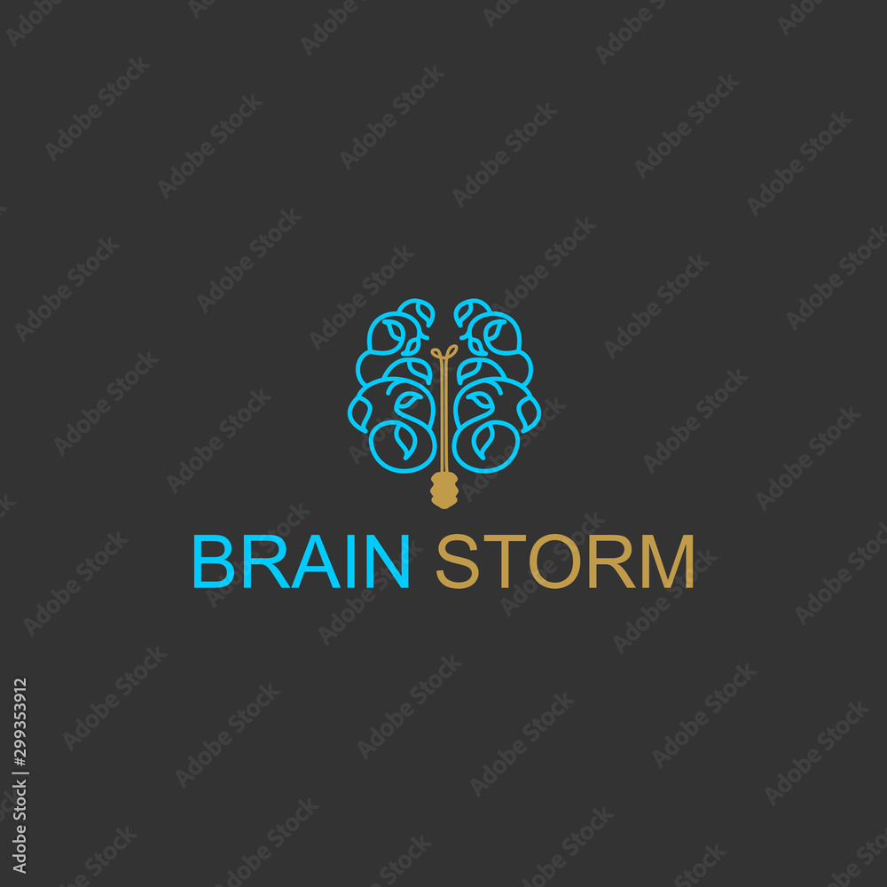 Brain storm logo brain shape with leaf element modern natural technology business health care medical future Brain storm logo brain shape with leaf element modern natural technology business health care medical future