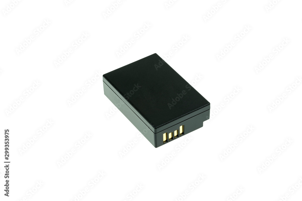 lithium-ion battery for camera isolated on white background with clipping path. lithium-ion battery for camera isolated on white background with clipping path.